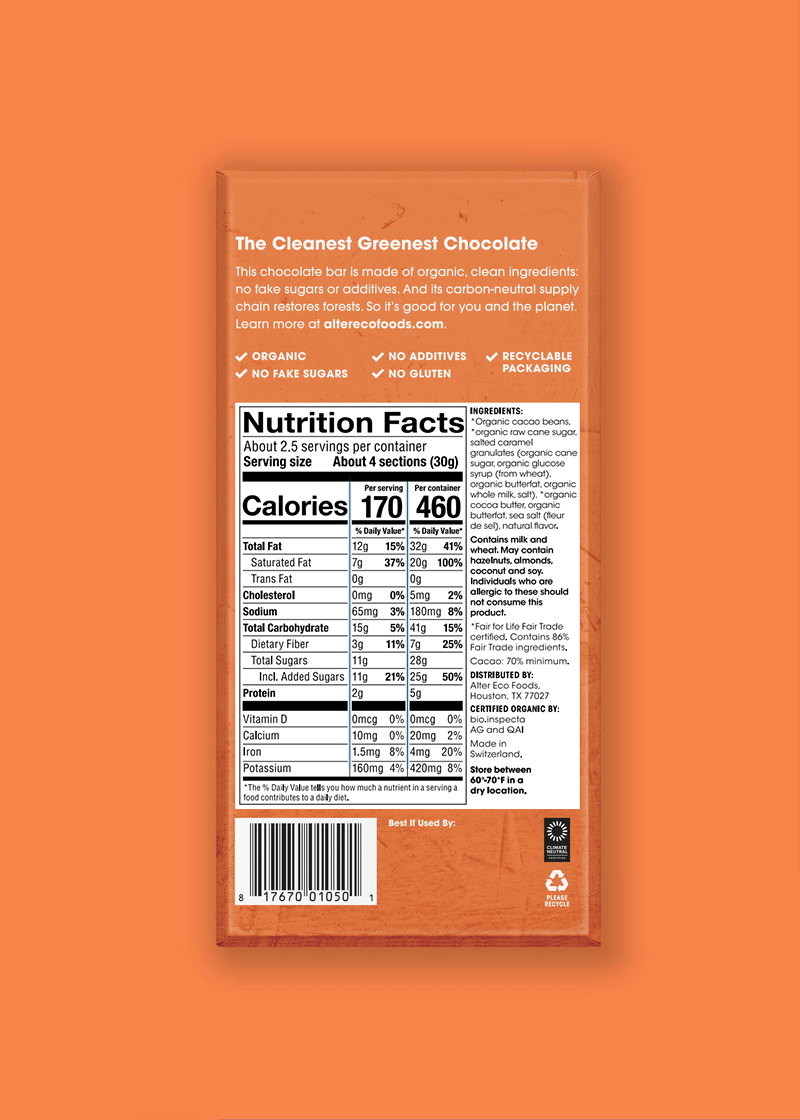 Alter Eco Organic Burnt Caramel (70%) Chocolate