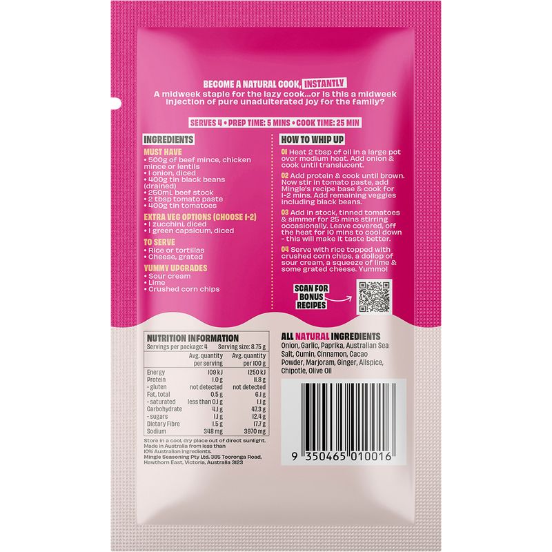 Mingle Chilli Con Carne All Natural Recipe Base