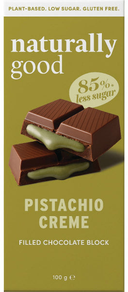 Naturally Good Pistachio Creme Filled Chocolate Block