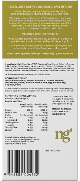 Naturally Good Pistachio Creme Filled Chocolate Block