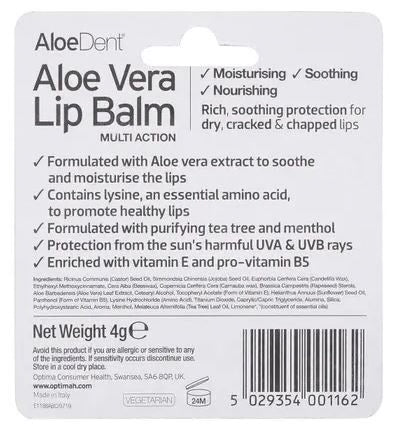 Aloe Dent Lip Balm Aloe Vera With Tea Tree & Lysine