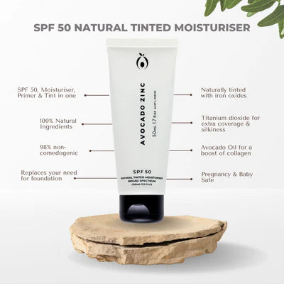 Avocado Zinc Tinted Moisturiser Medium Dark SPF 50