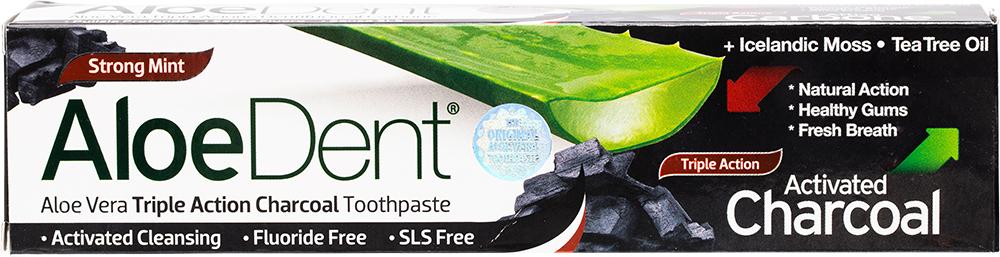 Aloe Dent Toothpaste Fluoride Free Triple Action Charcoal