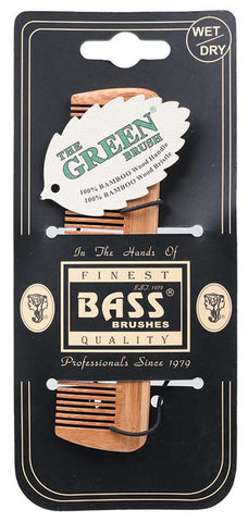 BASS BRUSHES Bamboo Comb Pocket Size Fine Tooth