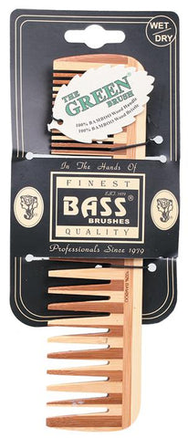 BASS BRUSHES Bamboo Comb Large Wide & Fine Tooth