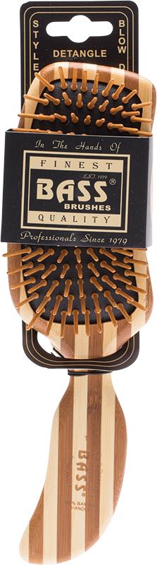BASS BRUSHES Bamboo Hair Brush Semi S Shaped Handle