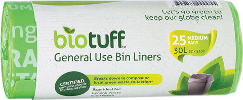 BIOTUFF General Use Bin Liners Medium Bags 30L