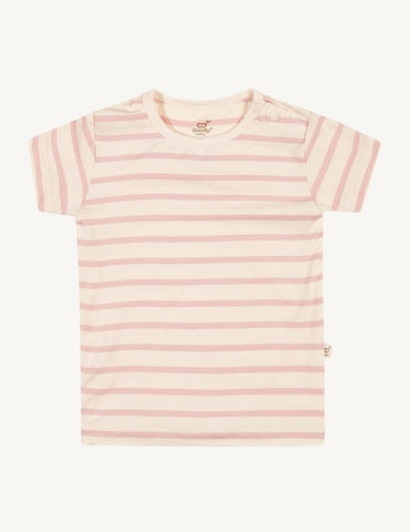 Boody Baby T-Shirt Chalk/Rose Stripe 6-12