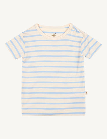 Boody Baby T-Shirt Chalk/Sky Stripe 3-6