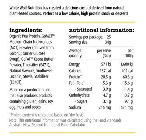 White Wolf Nutrition Plant Protein Custard Chocolate Malt
