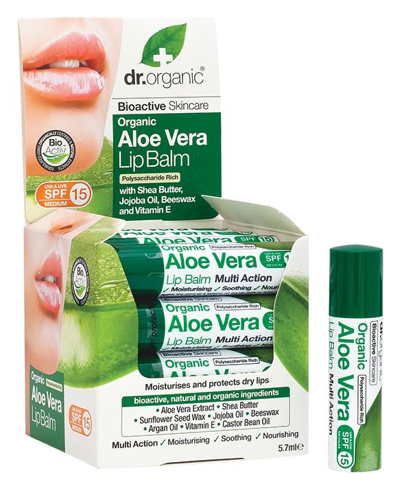 Dr Organic Lip Balm SPF 15 Organic Aloe Vera