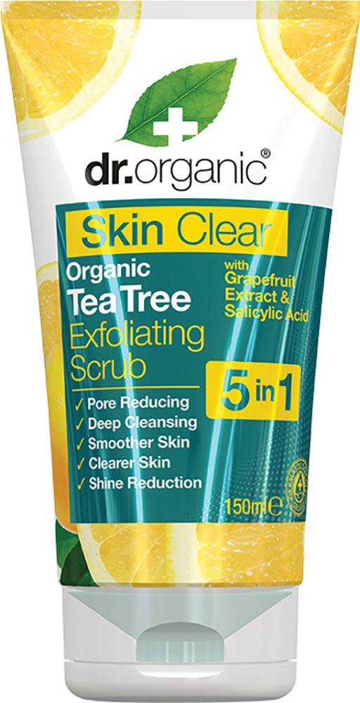 Dr Organic Exfoliating Face Scrub Skin Clear Tea Tree