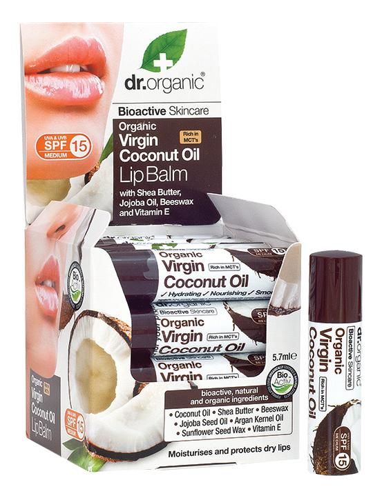 Dr Organic Lip Balm SPF 15 Organic Virgin Coconut Oil
