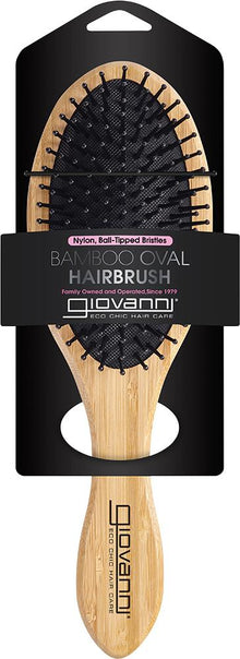 Giovanni Bamboo Hair Brush Oval Nylon, Ball-Tipped Bristles