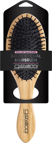 GIOVANNI Bamboo Hair Brush Oval Nylon, Ball-Tipped Bristles