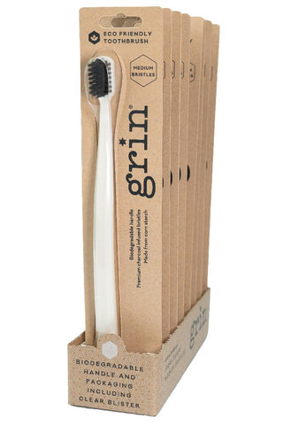 GRIN Biodegradable Toothbrush Medium Ivory