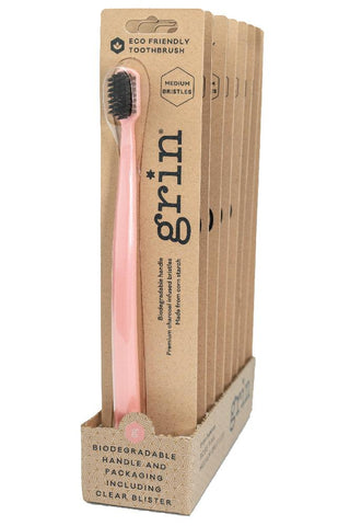 GRIN Biodegradable Toothbrush Medium Rose Pink