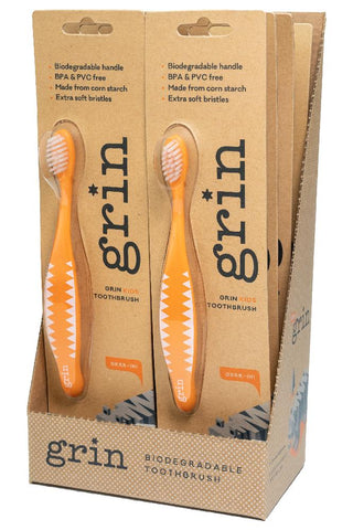 Grin Biodegradable Toothbrush Kids Soft Orange