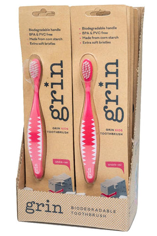 GRIN Biodegradable Toothbrush Kids Soft Pink
