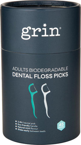 GRIN Biodegradable Dental Floss Picks Adults