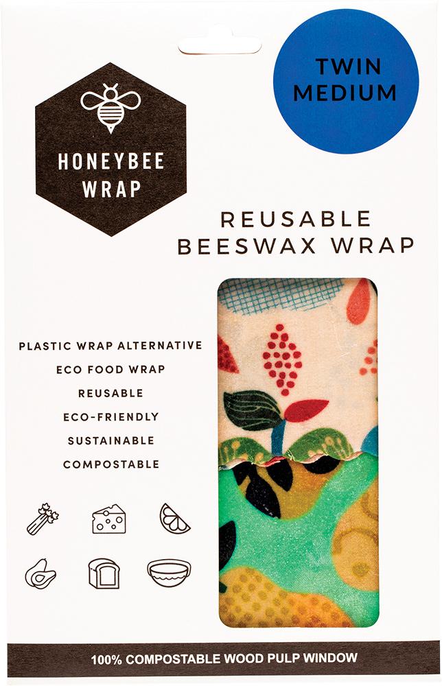 HONEYBEE WRAP Reusable Beeswax Wrap 2 x Medium
