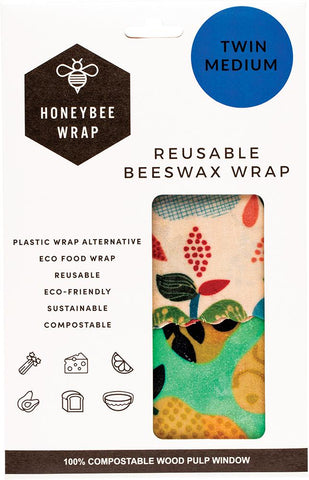 HONEYBEE WRAP Reusable Beeswax Wrap 2 x Medium