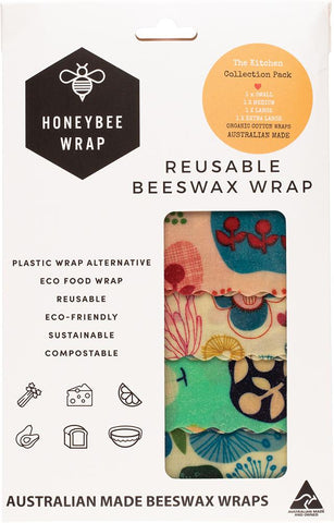 HONEYBEE WRAP Reusable Beeswax Wrap Kitchen Collection S,M,L & XL