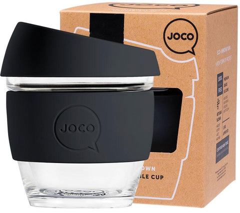 JOCO Reusable Glass Cup Small 8oz Black