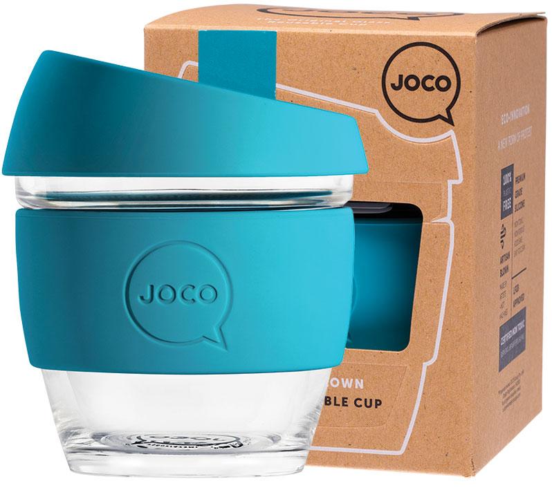 JOCO Reusable Glass Cup Small 8oz Blue