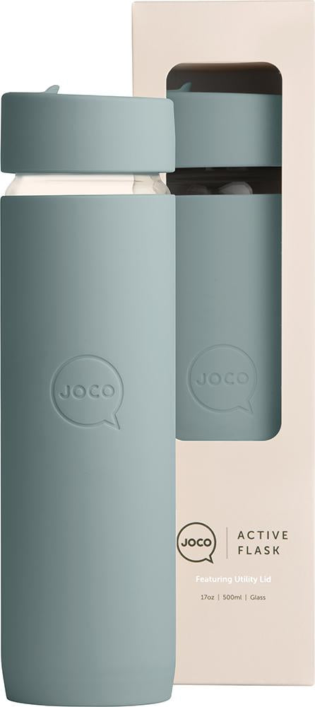 JOCO Reusable Glass Active Flask Large 17oz Bluestone