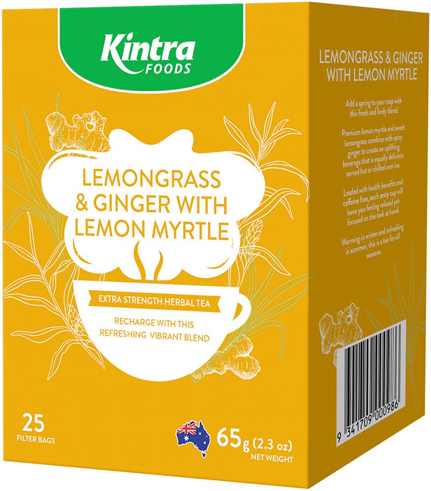 KINTRA FOODS Herbal Tea Bags Lemongrass & Ginger with Lemon Myrtle