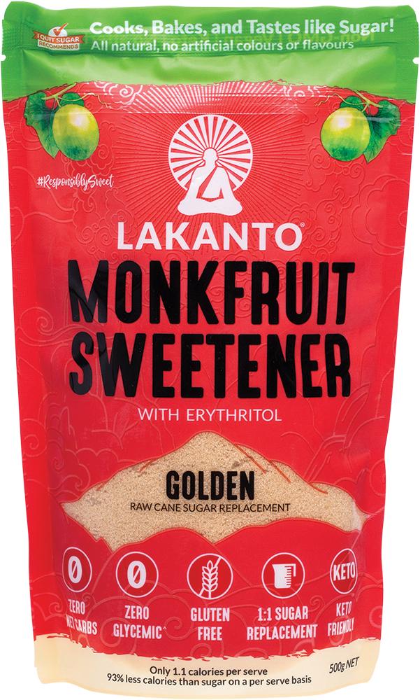 LAKANTO Golden Monkfruit Sweetener Raw Cane Sugar Replacement