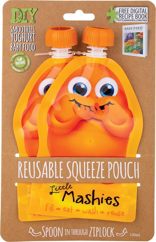 LITTLE MASHIES Reusable Squeeze Pouch Orange