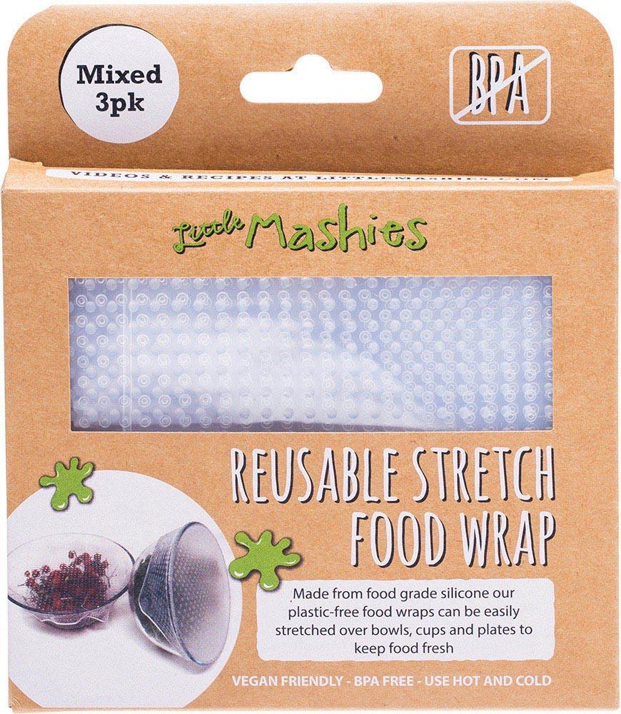 LITTLE MASHIES Reusable Stretch Silicone Food Wrap S, M & L