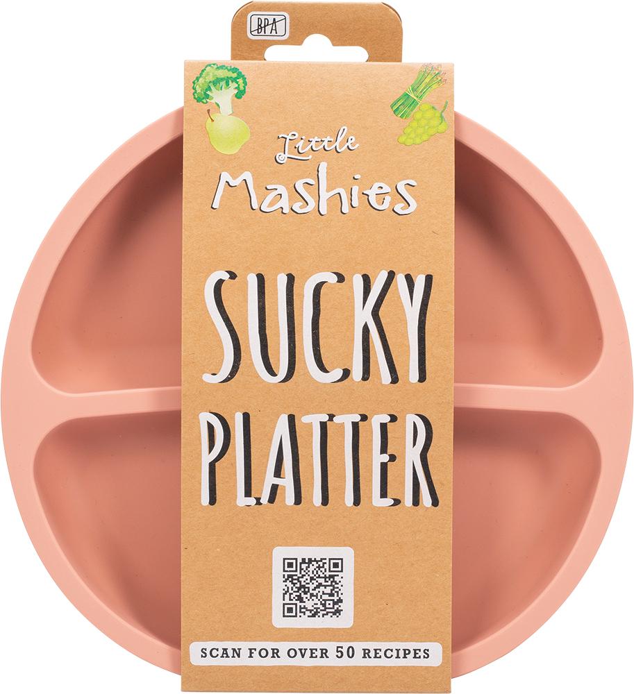 LITTLE MASHIES Silicone Sucky Platter Plate Blush Pink