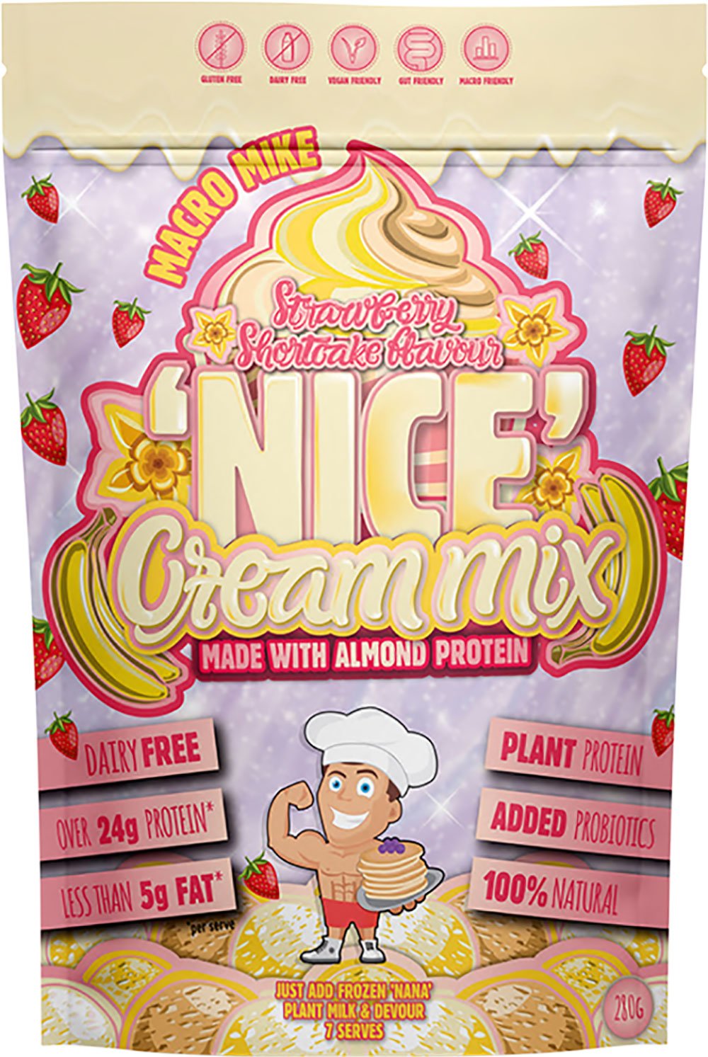 MACRO MIKE 'Nice' Cream Mix Almond Protein Strawberry Shortcake