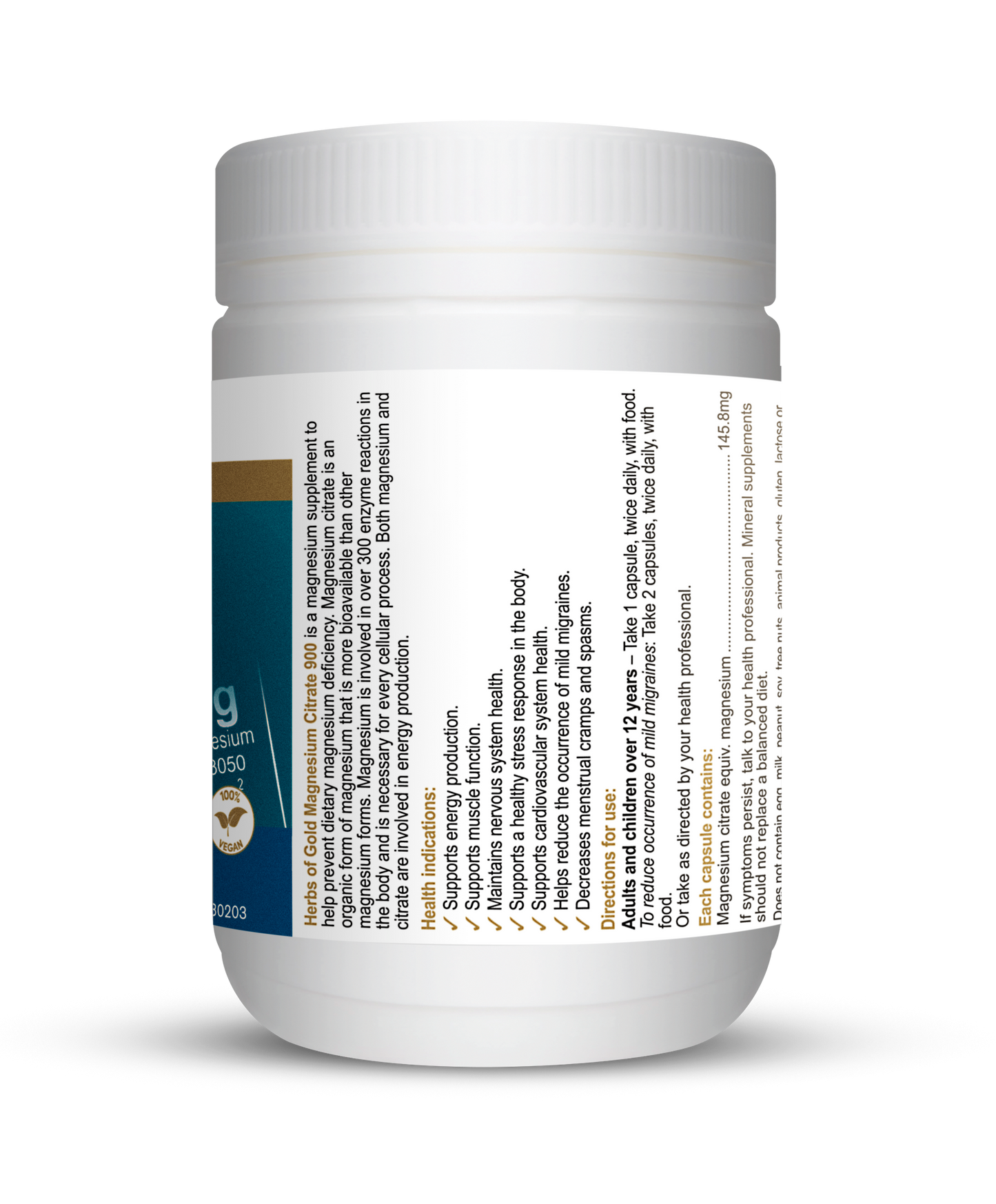 Herbs of Gold - Magnesium Citrate 900