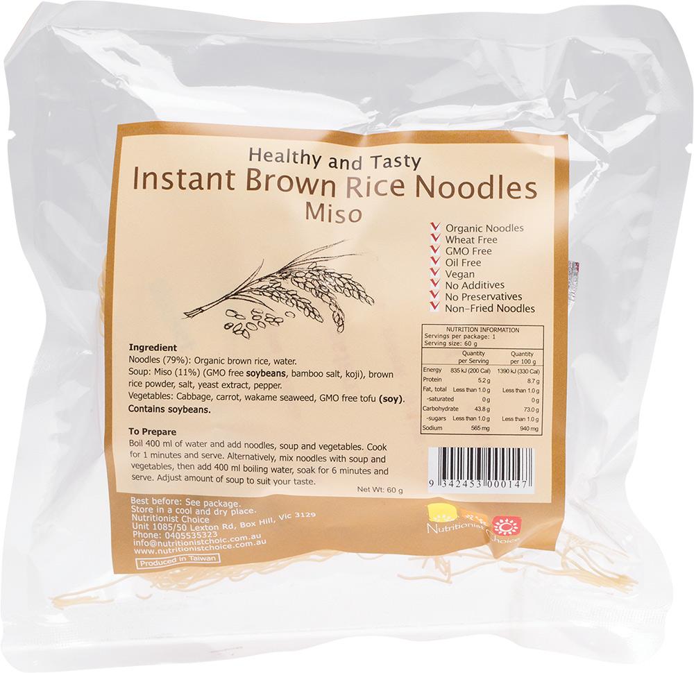 NUTRITIONIST CHOICE Instant Brown Rice Noodles Miso