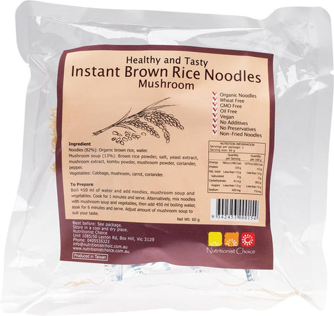 NUTRITIONIST CHOICE Instant Brown Rice Noodles Mushroom