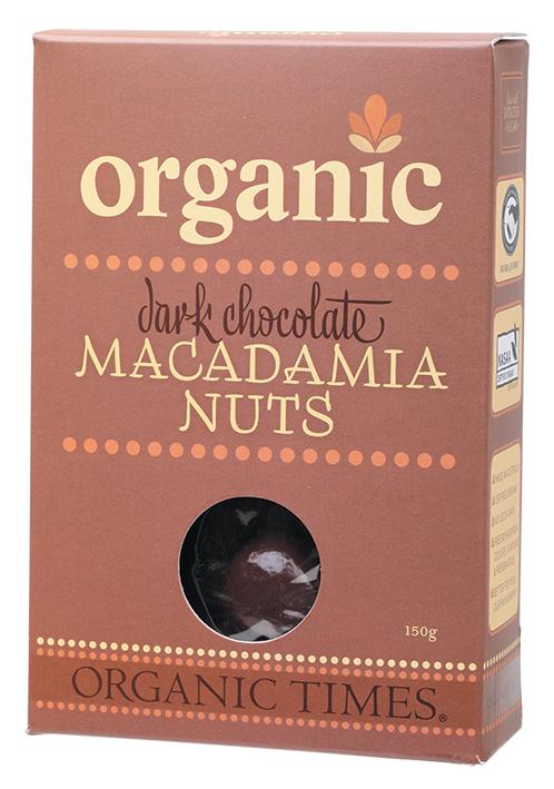 ORGANIC TIMES Dark Chocolate Macadamia Nuts