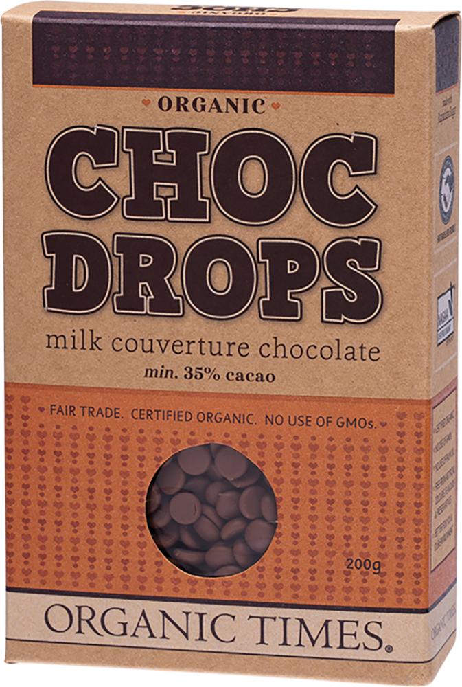 ORGANIC TIMES Choc Drops Milk Couverture Drops