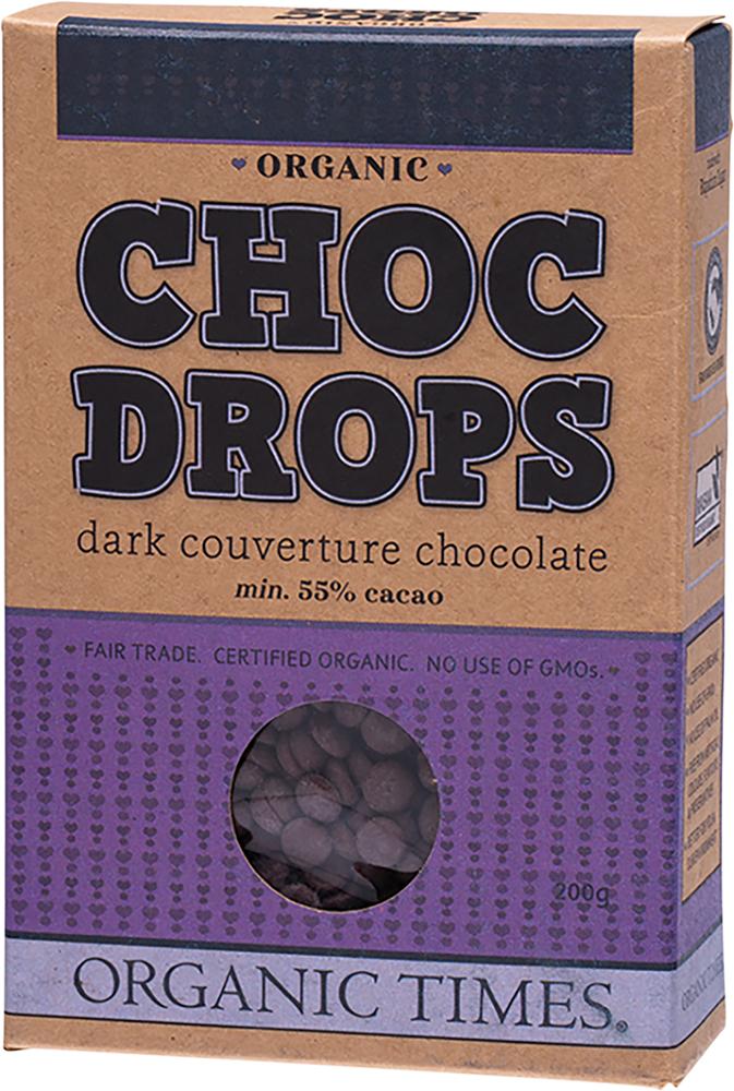 ORGANIC TIMES Choc Drops Dark Couverture Drops