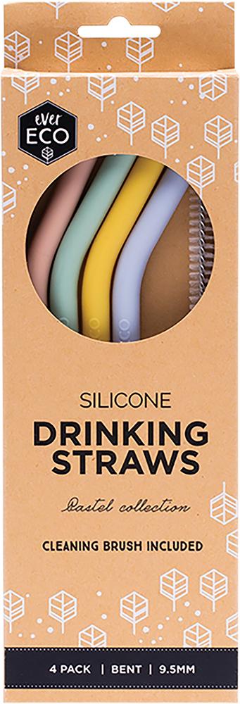 Ever Eco Silicone Straws Bent Pastel Collection