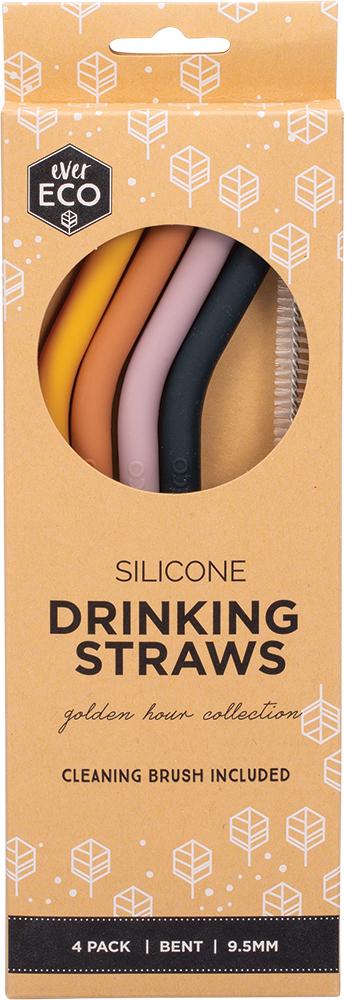 Ever Eco Silicone Straws Bent Golden Hour Collection