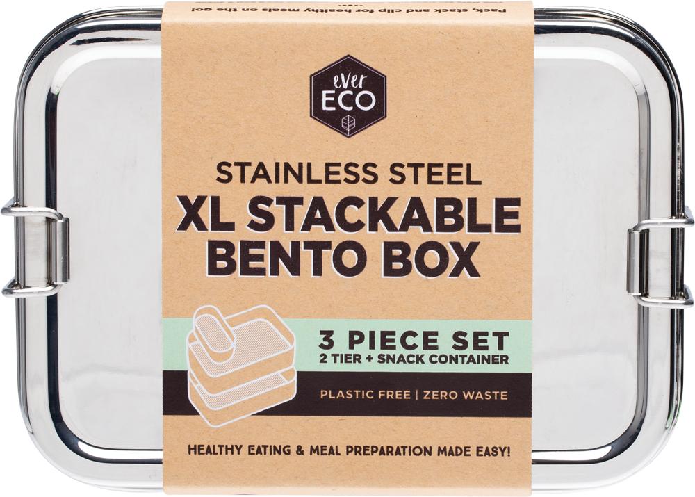 Ever Eco S/Steel Xl Stackable Bento 2 Tier + Mini Container