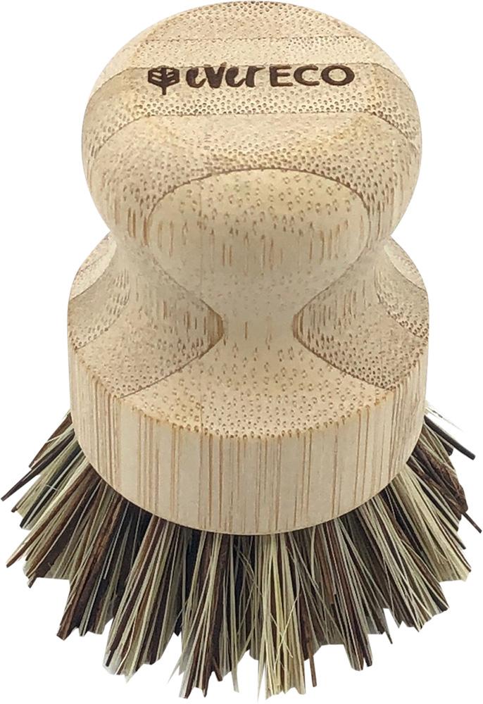 Ever Eco Pot Scrubber Bamboo Handle, Palm Leaf Bristles