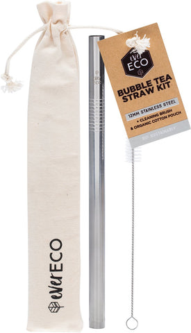 Ever Eco Bubble Tea Straw Kit Straight Stainless Steel