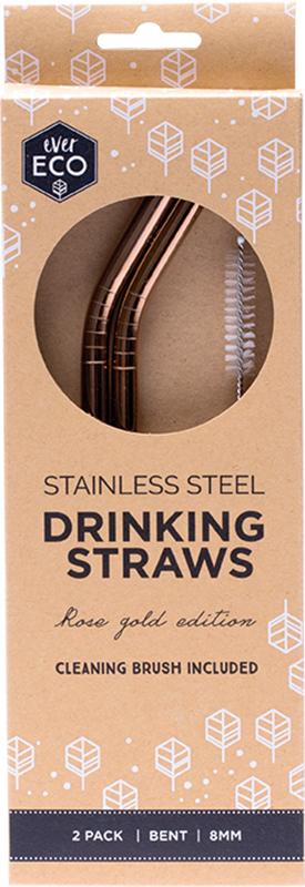 Ever Eco Stainless Steel Straws Bent Rose Gold