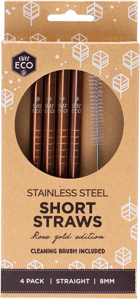 Ever Eco Stainless Steel Short Straws Rose Gold
