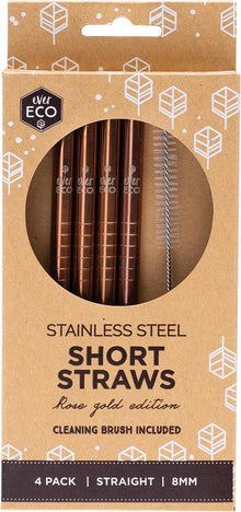 Ever Eco Stainless Steel Short Straws Rose Gold